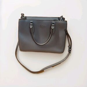 Kate Spade New York Leighton Satchel Purse Shoulder Bag Large Gray Pebbled